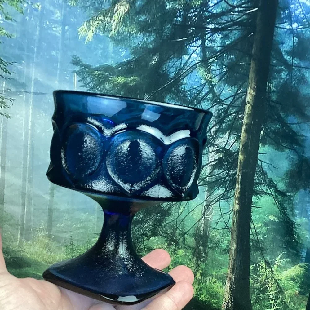 Vintage Noritake Spotlight Cobalt Blue Pedestal Dessert Bowls (5)